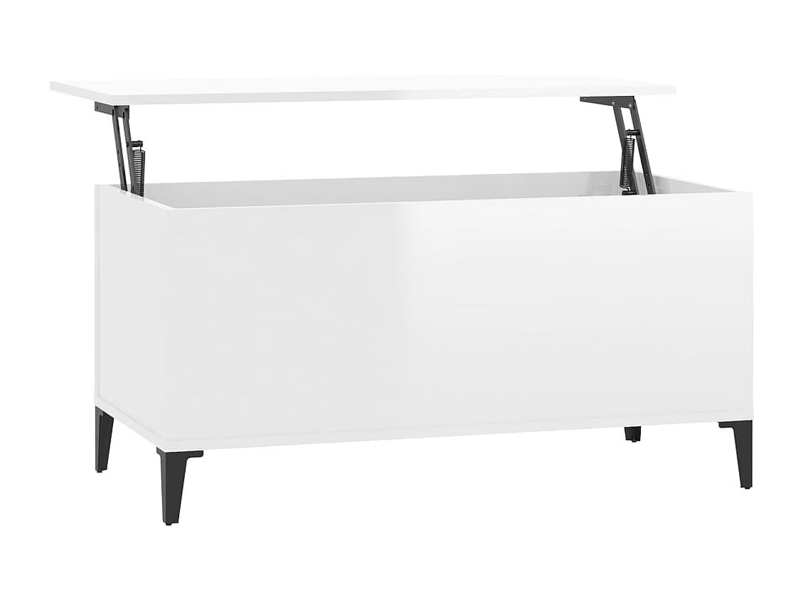 Table basse Blanc brillant 90x44,5x45 cm Bois d'ingénierie