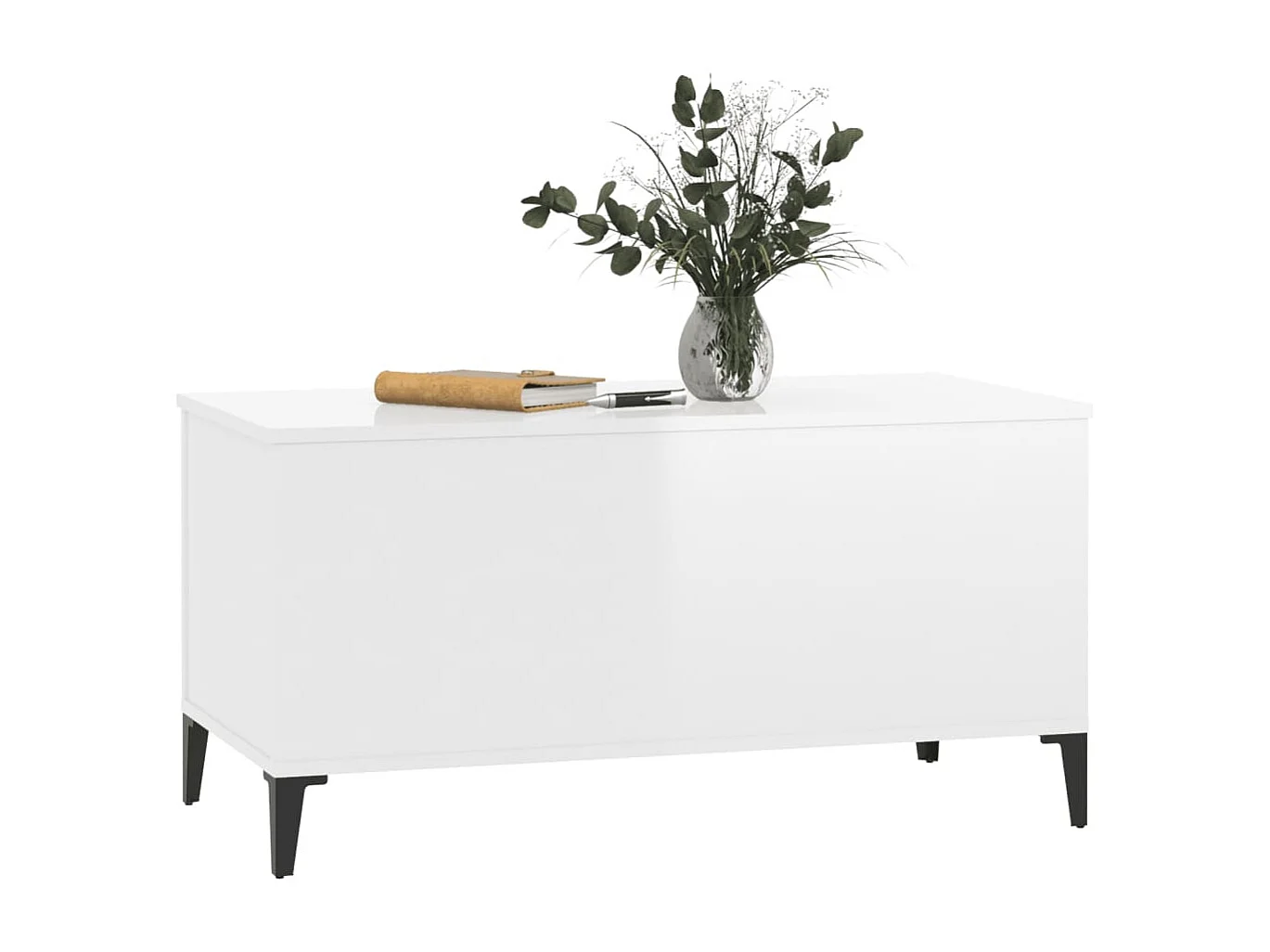 Table basse Blanc brillant 90x44,5x45 cm Bois d'ingénierie