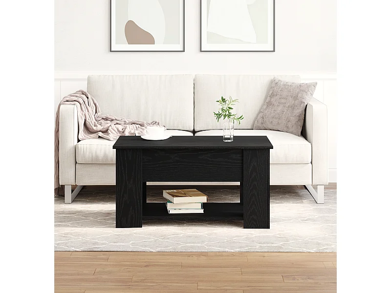 Table basse en chêne noir 79x49x41 cm en bois reconstitué