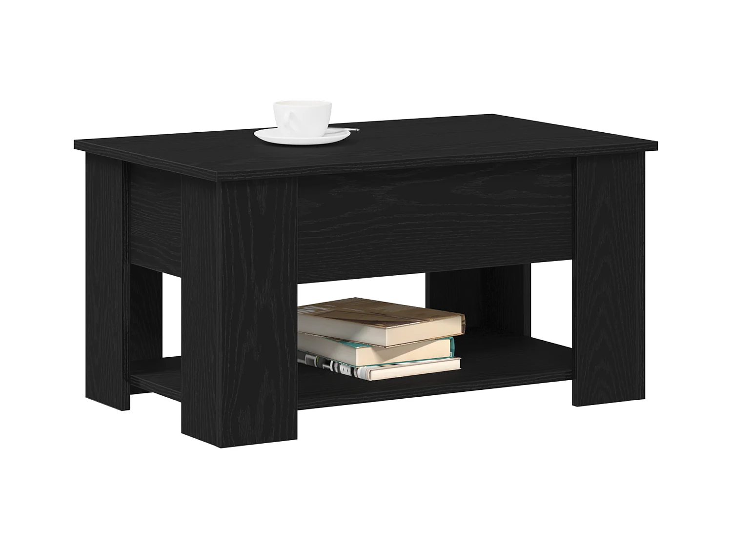 Table basse en chêne noir 79x49x41 cm en bois reconstitué