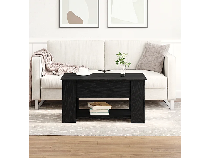 Couchtisch aus schwarzer Eiche 79x49x41 cm aus rekonstituiertem Holz