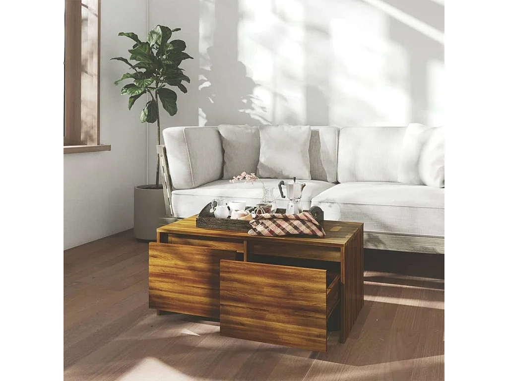 Table basse Chêne marron 90x50x41,5 cm Bois d'ingénierie