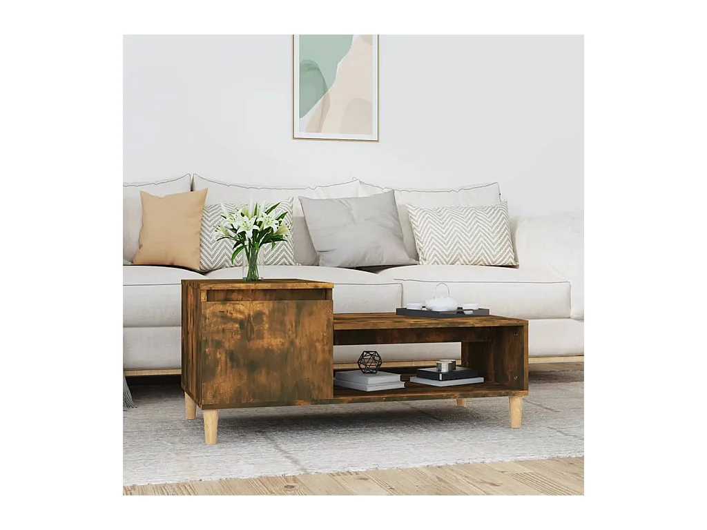 Table basse Chêne fumé 100x50x45 cm Bois d'ingénierie