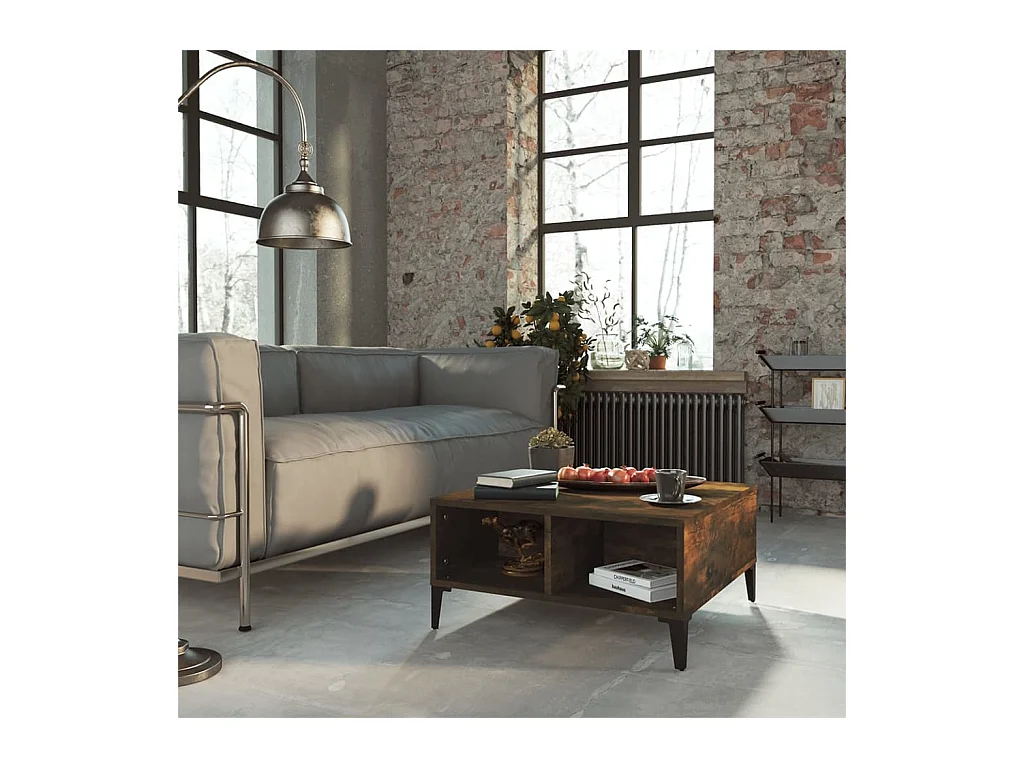 Table basse chêne fumé 60x60x30 cm bois d'ingénierie