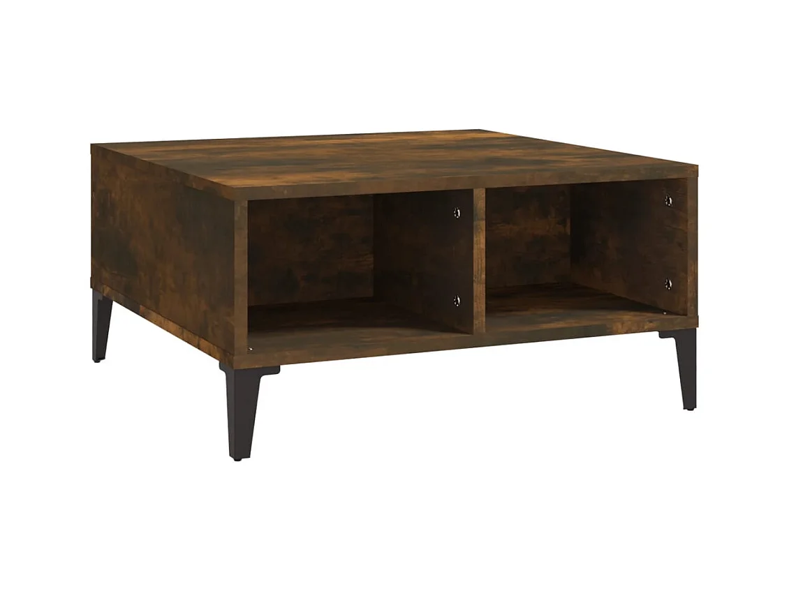 Table basse chêne fumé 60x60x30 cm bois d'ingénierie