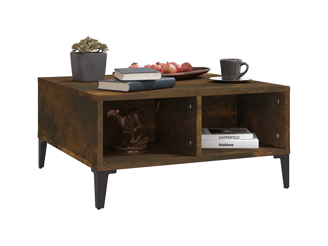 Table basse chêne fumé 60x60x30 cm bois d'ingénierie