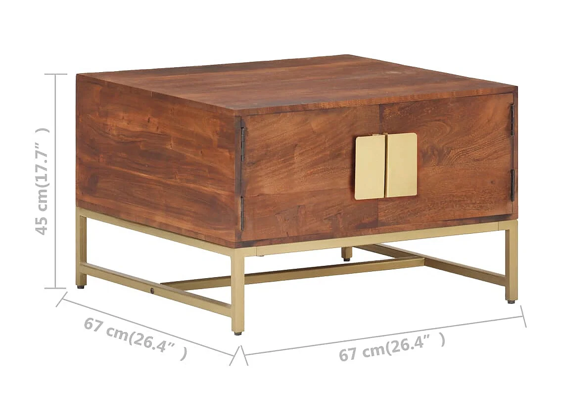 Honigbrauner Couchtisch 67 x 67 x 45 cm Massivholz Akazie