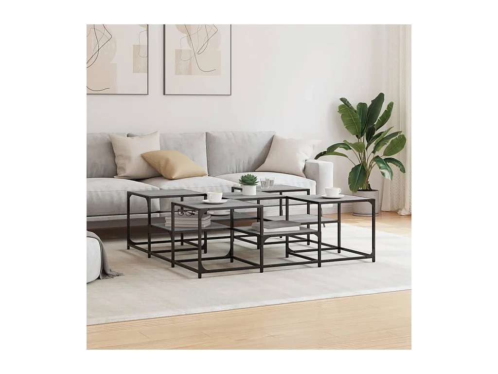 Mesa de centro Sonoma gris 121x121x40 cm madera de ingeniería