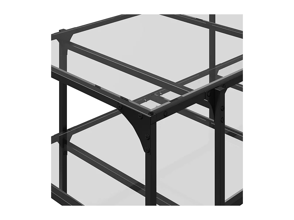 Tavolino con piano in vetro trasparente 98,5x50x45cm acciaio