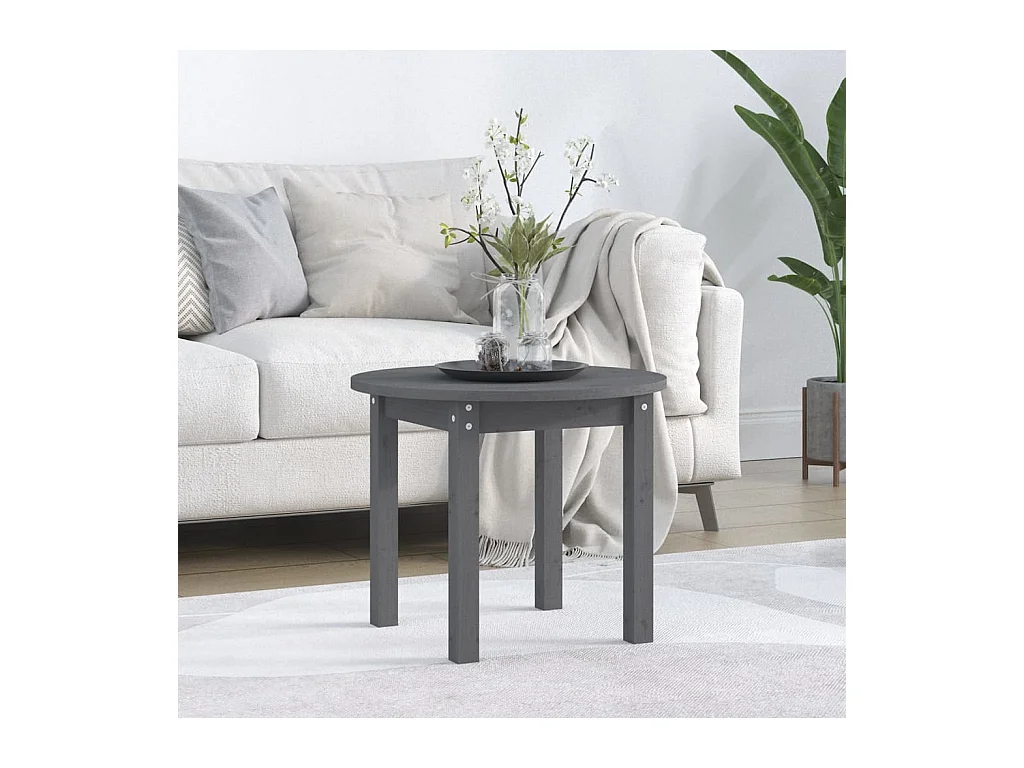 Table basse Gris Ø 55x45 cm Bois massif de pin