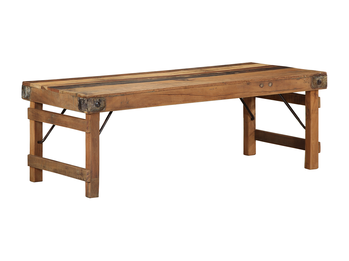 Table basse avec plateau fabriquée à partir de chêne récupéré et d'une