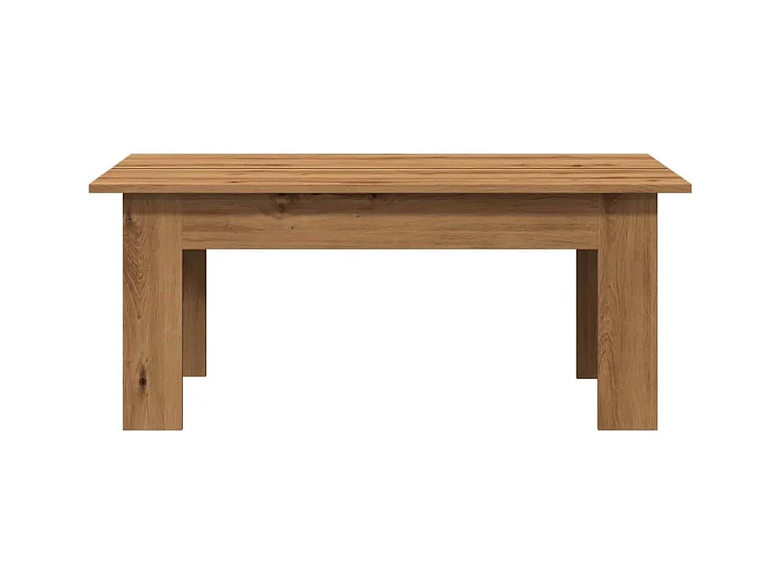 Table basse chêne artisanal 100x60x42 cm bois d'ingénierie