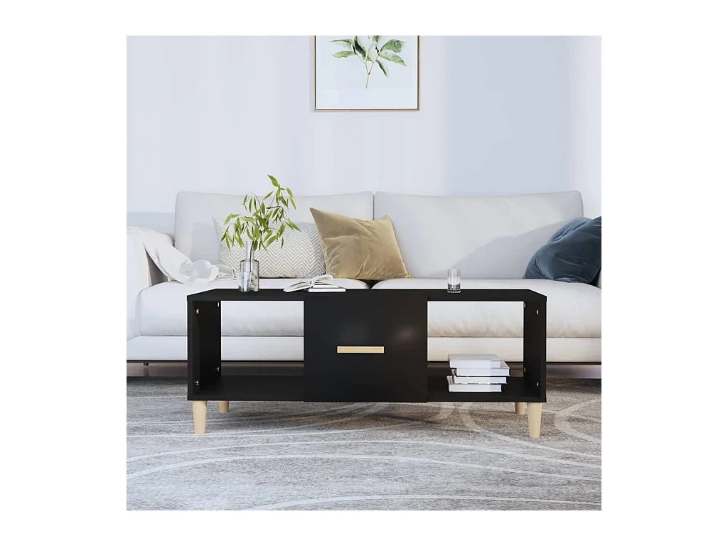 Table basse noir 102x50x40 cm bois d'ingénierie