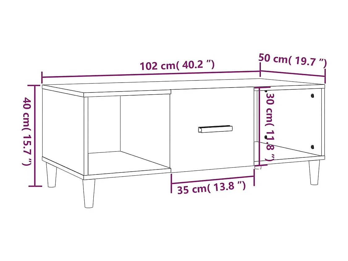Table basse noir 102x50x40 cm bois d'ingénierie