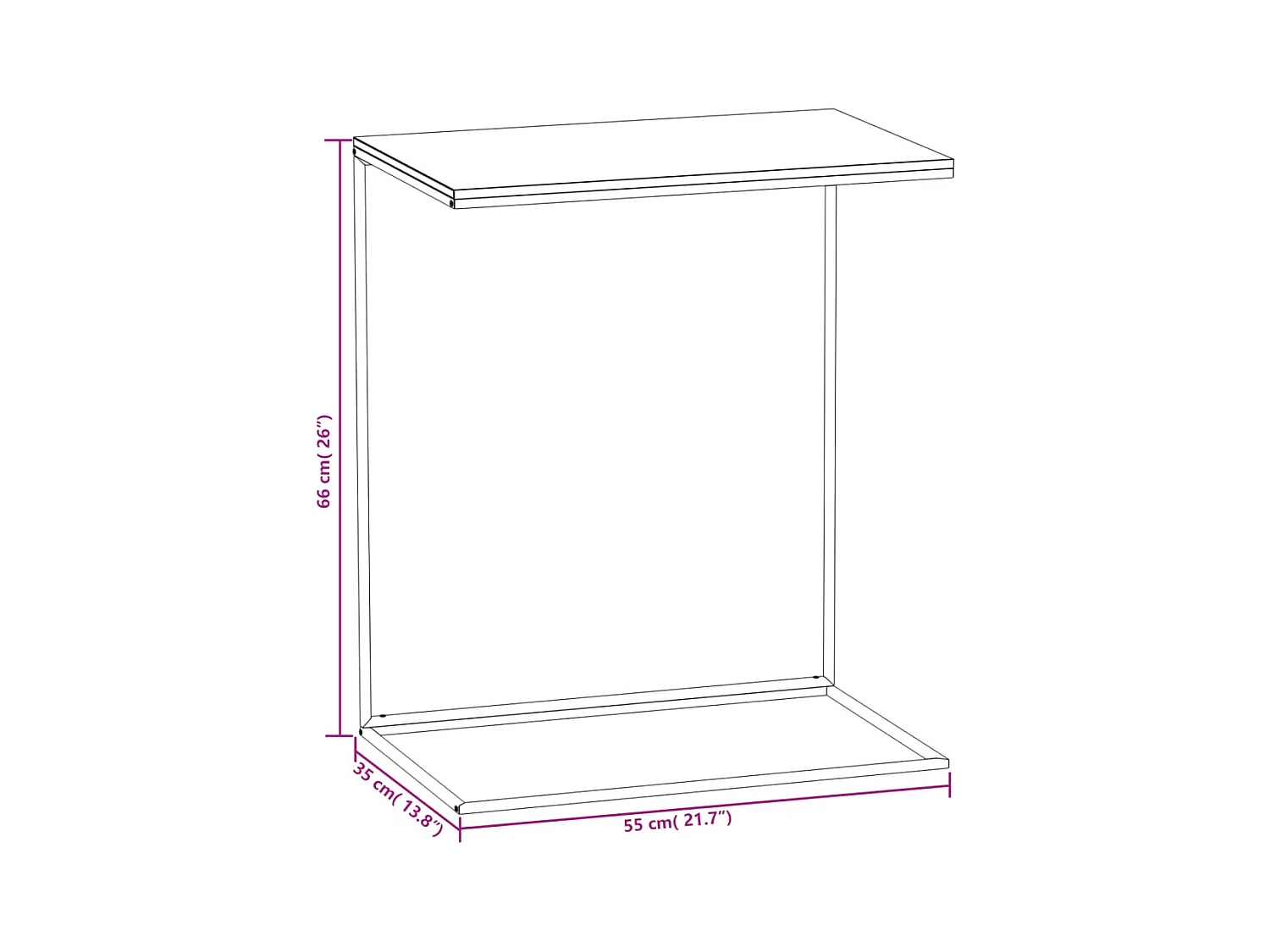 Table d'appoint Noir 55x35x66 cm Bois d'ingénierie