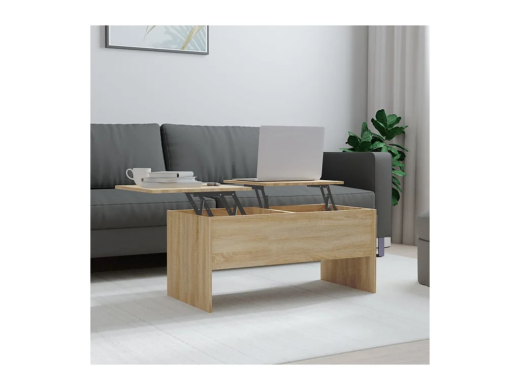 Table basse chêne sonoma 102x50,5x46,5 cm bois d'ingénierie
