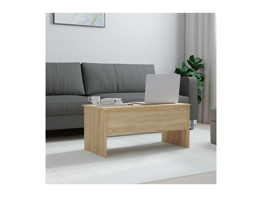 Table basse chêne sonoma 102x50,5x46,5 cm bois d'ingénierie