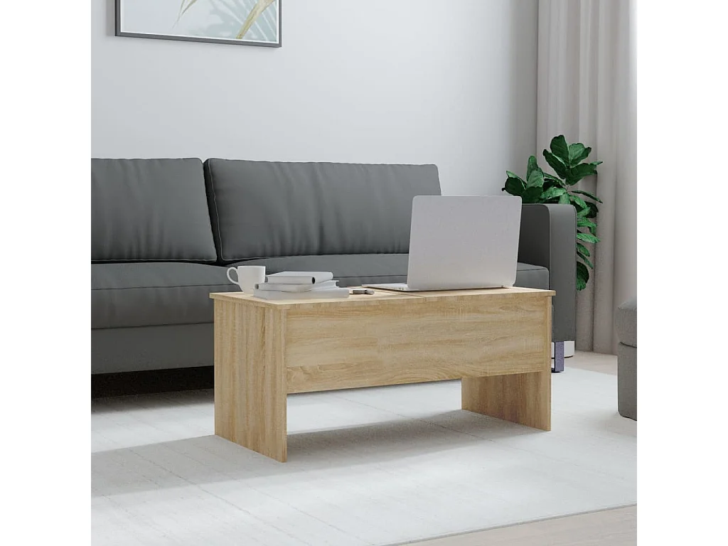 Table basse chêne sonoma 102x50,5x46,5 cm bois d'ingénierie