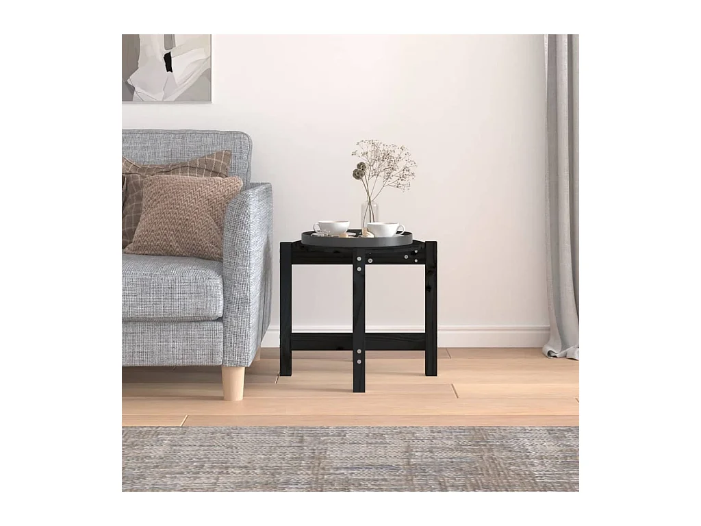 Table basse Noir Ø 52,5x45 cm Bois massif de pin