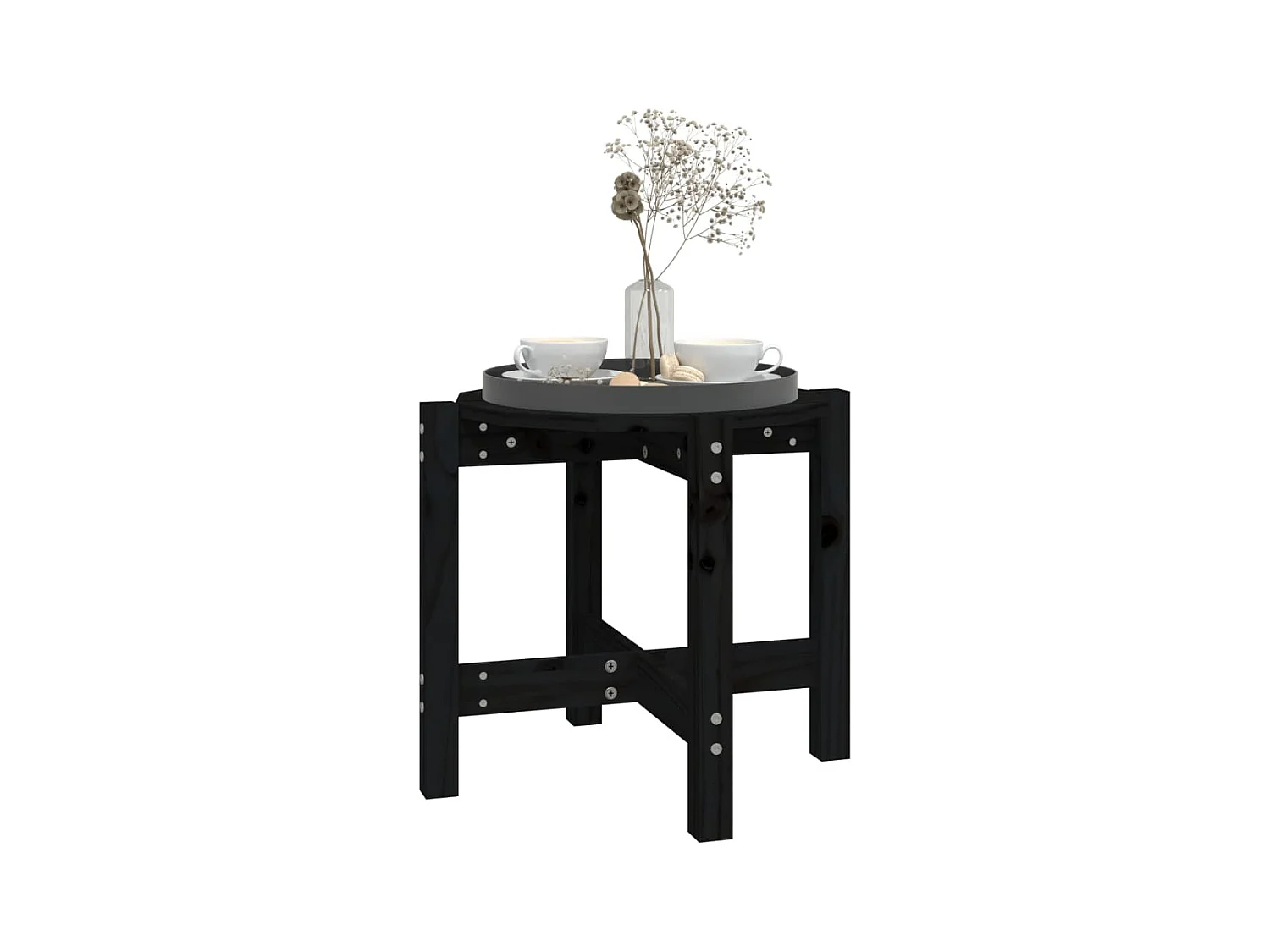 Table basse Noir Ø 52,5x45 cm Bois massif de pin