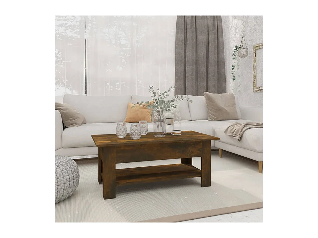 Tavolino da caffè in rovere affumicato 102x55x42 cm in legno ingegnerizzato
