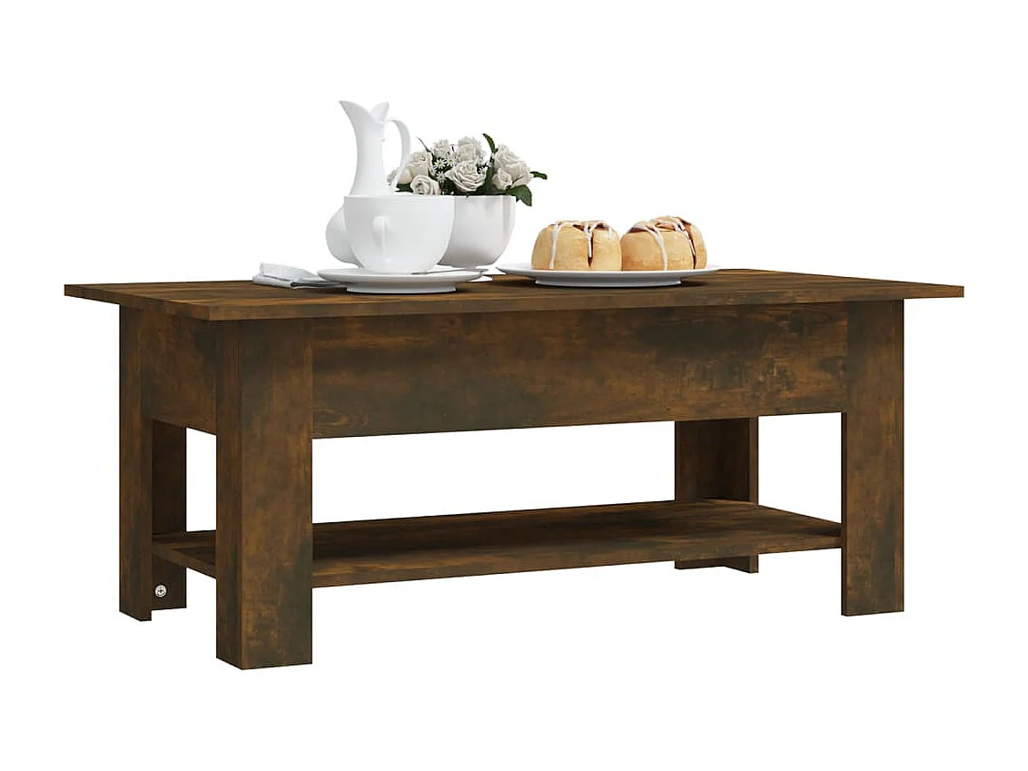Table basse chêne fumé 102x55x42 cm bois d'ingénierie