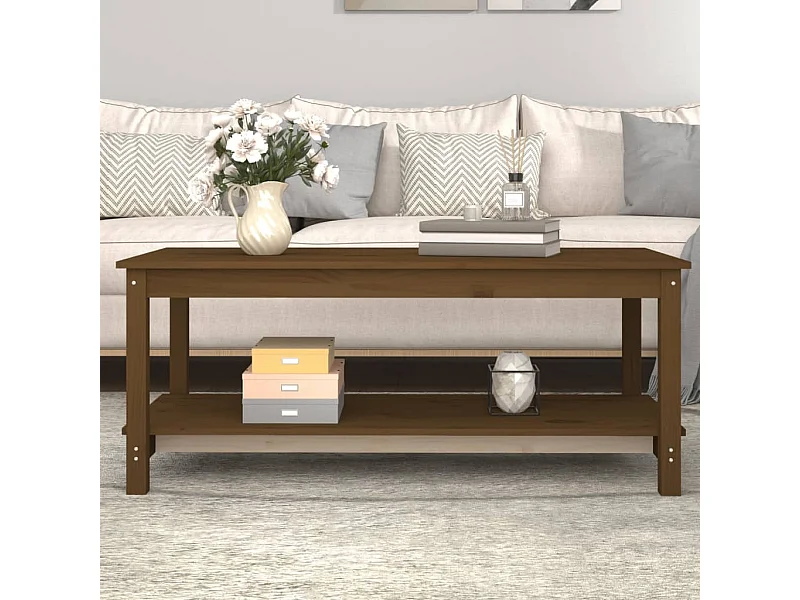 Mesa de centro marrón miel 110x55x45 cm Madera maciza de pino