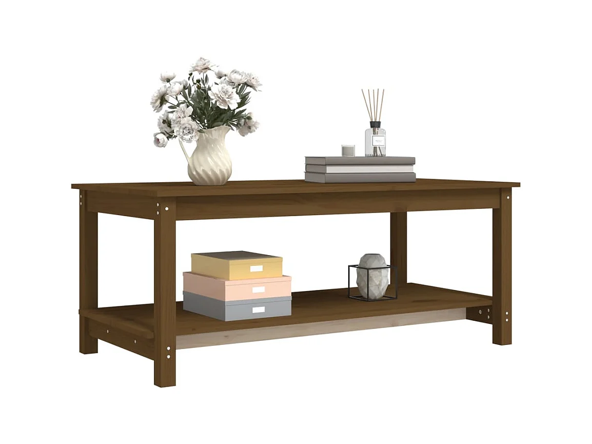 Table basse Marron miel 110x55x45 cm Bois massif de pin