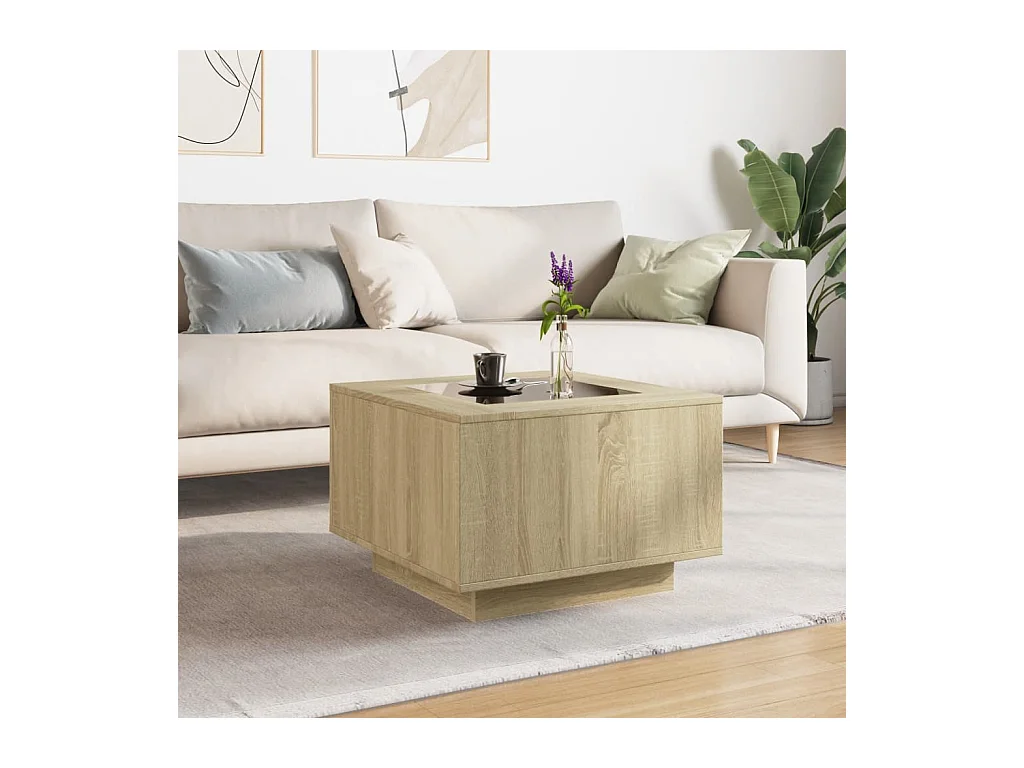 Table basse avec LED chêne sonoma 60x60x40 cm bois d'ingénierie