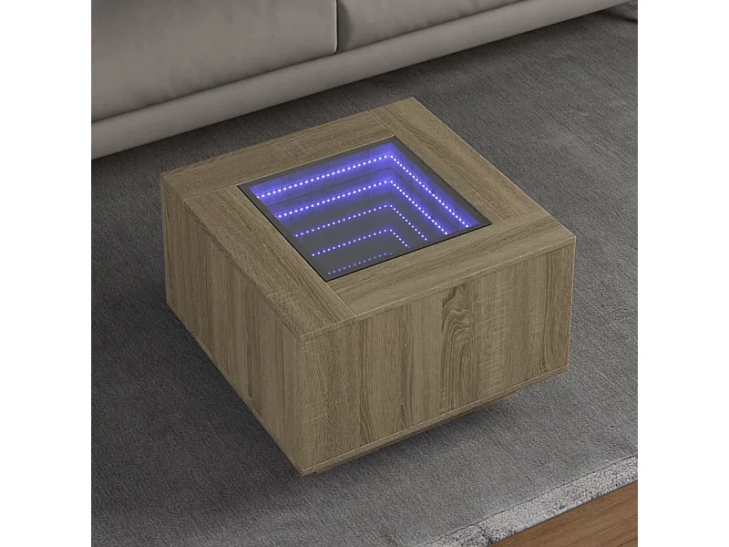 Mesa de centro con LED roble Sonoma 60x60x40 cm madera de ingeniería