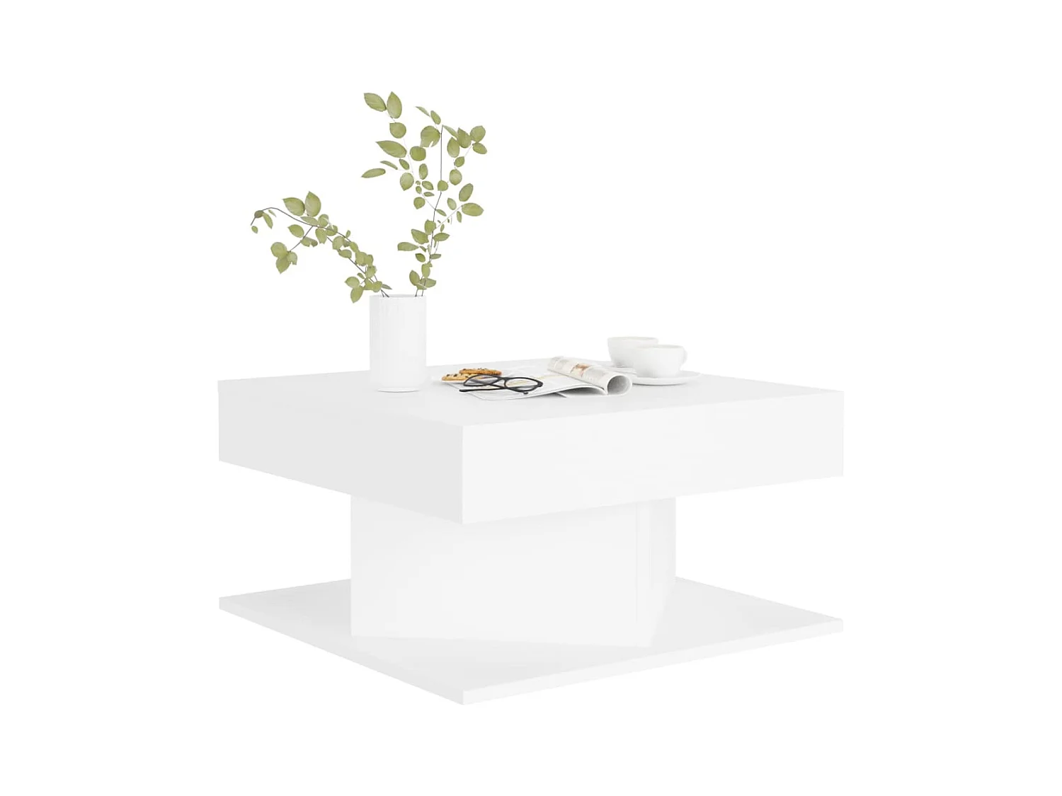 Tavolino da caffè Bianco 57x57x30 cm Legno ingegnerizzato