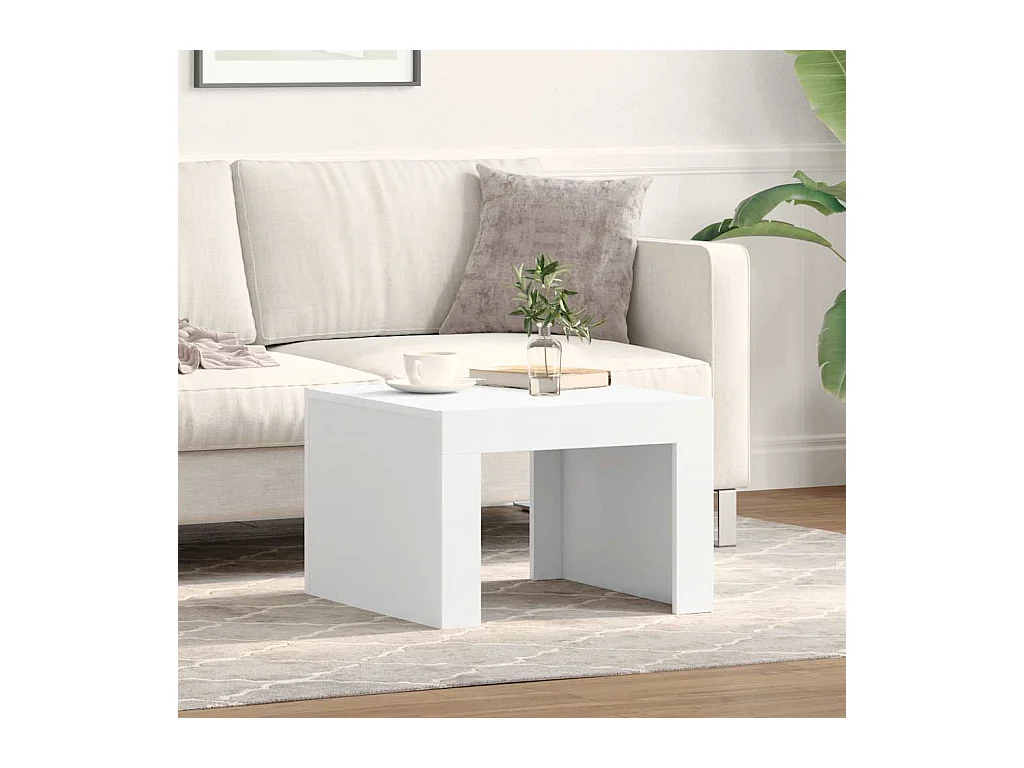 Table basse blanc 50x50x35 cm bois d'ingénierie