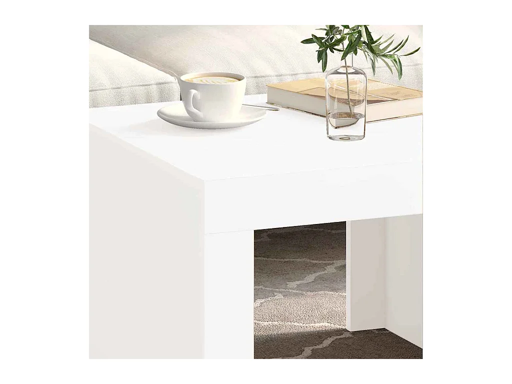 Table basse blanc 50x50x35 cm bois d'ingénierie