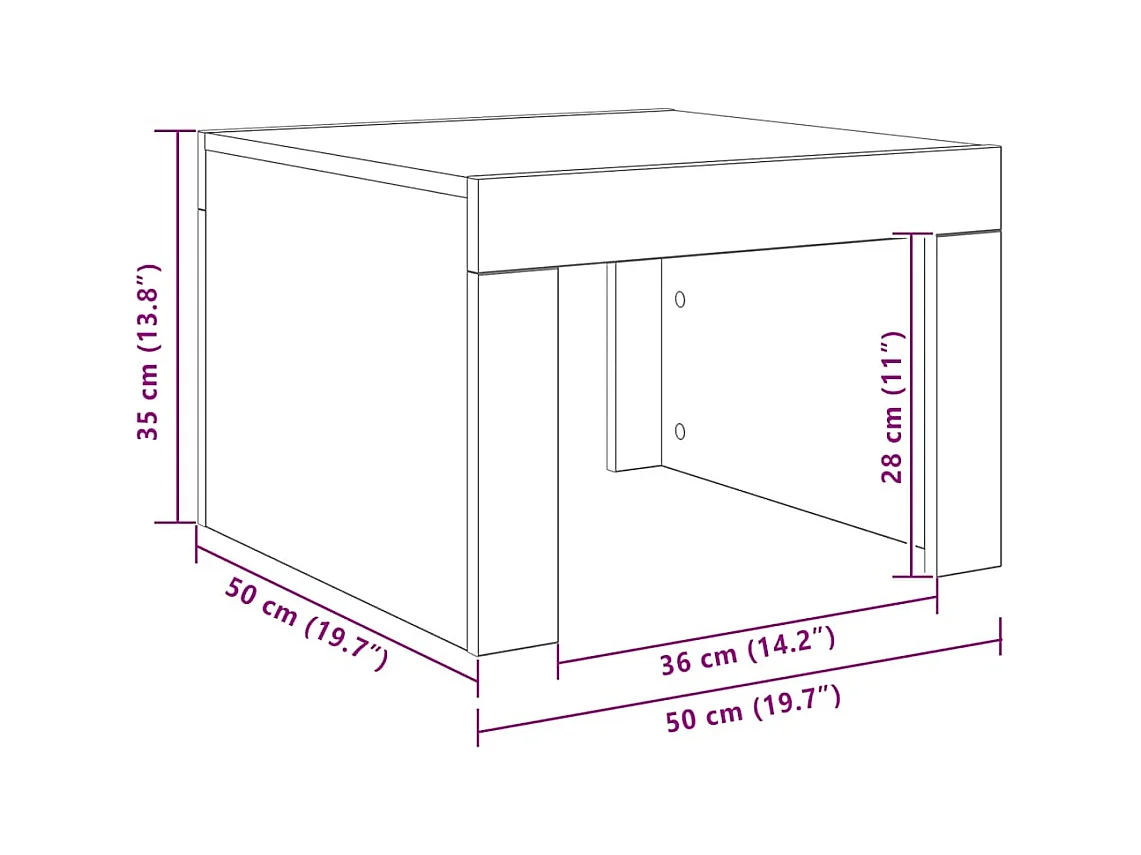 Table basse blanc 50x50x35 cm bois d'ingénierie