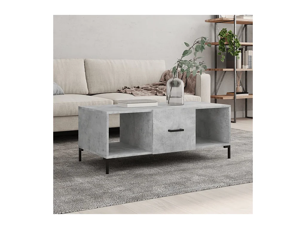 Table basse gris béton 102x50x40 cm bois d'ingénierie