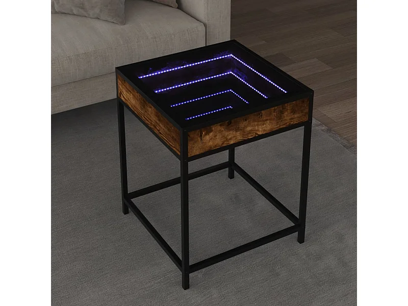 Table basse avec LED Infinity chêne fumé 40x40x51 cm