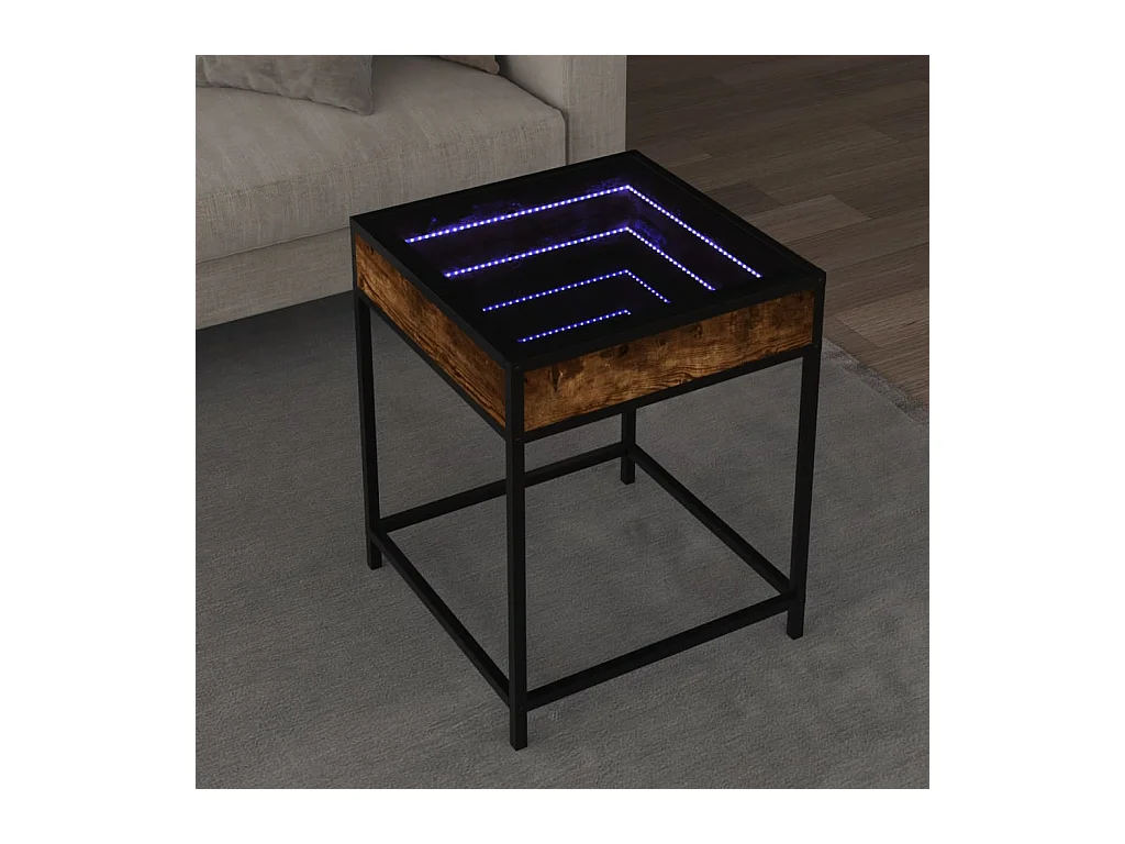 Table basse avec LED Infinity chêne fumé 40x40x51 cm