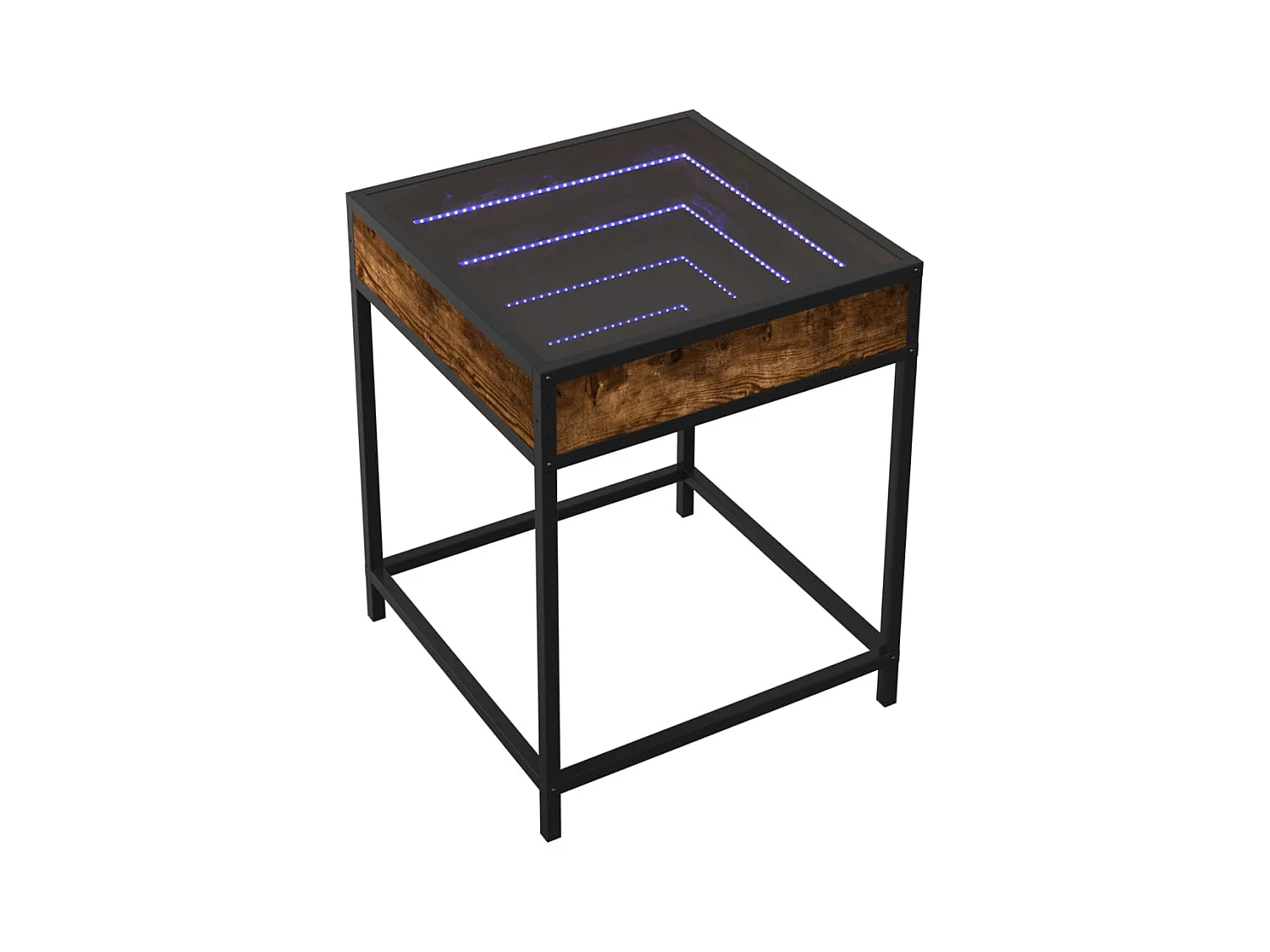 Table basse avec LED Infinity chêne fumé 40x40x51 cm