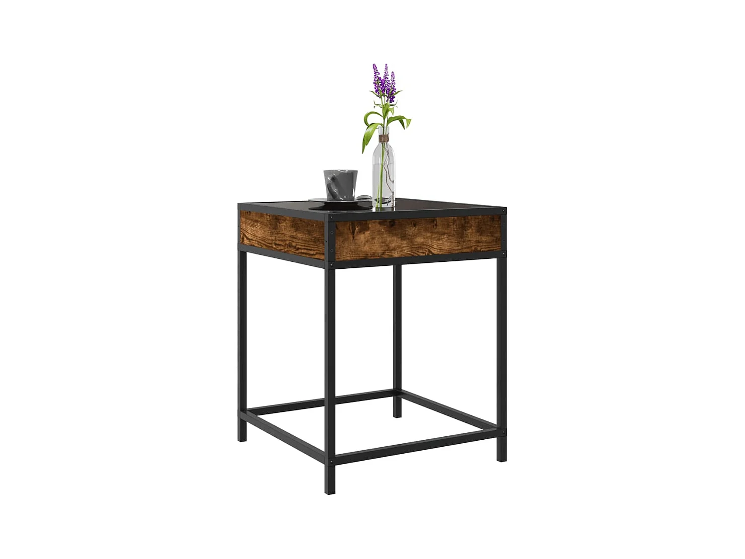 Table basse avec LED Infinity chêne fumé 40x40x51 cm