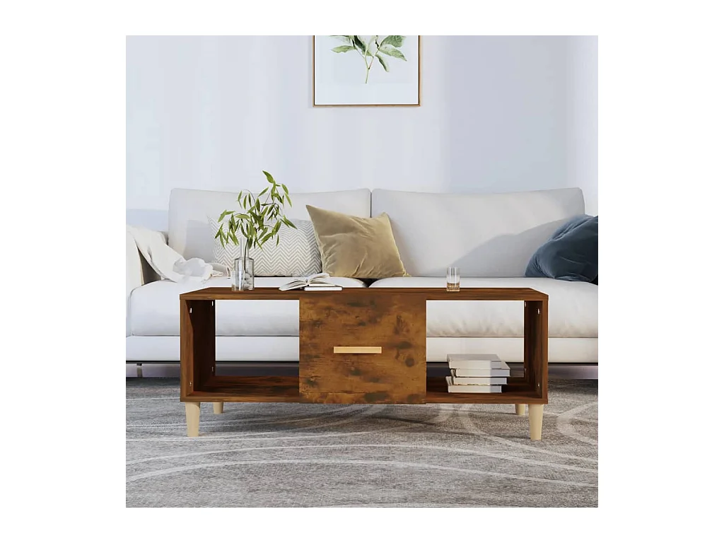 Table basse chêne fumé 102x50x40 cm bois d'ingénierie