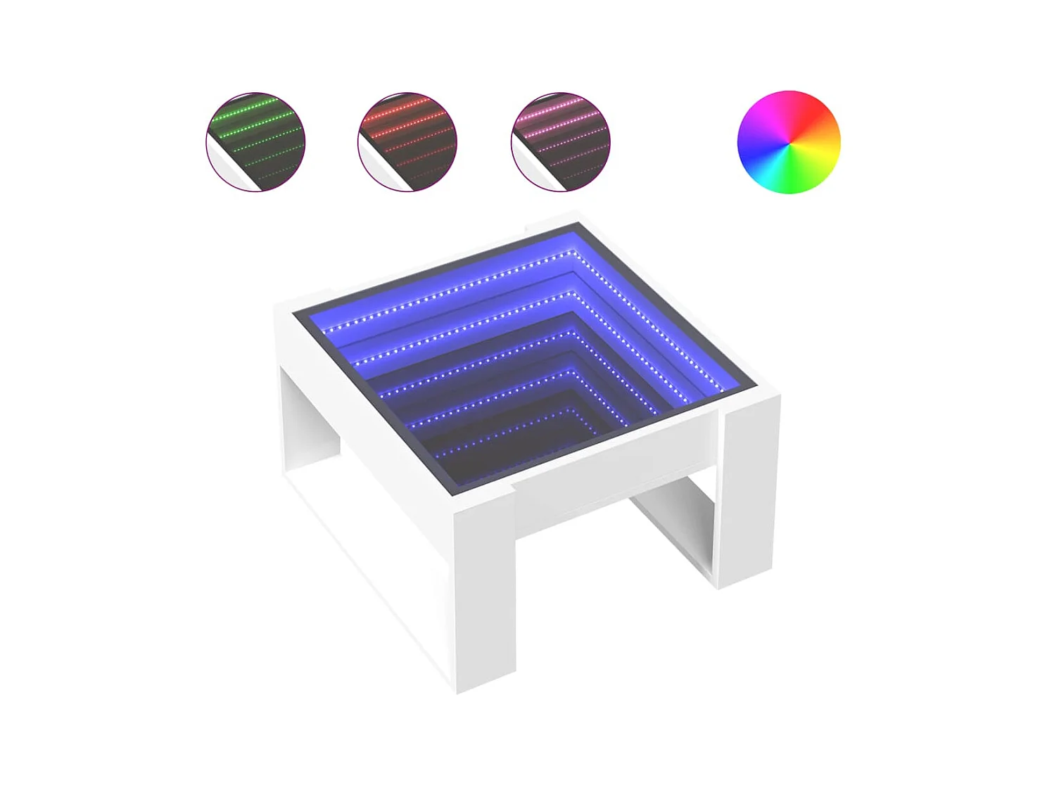 Table basse avec LED infini blanc 50x53x30 cm