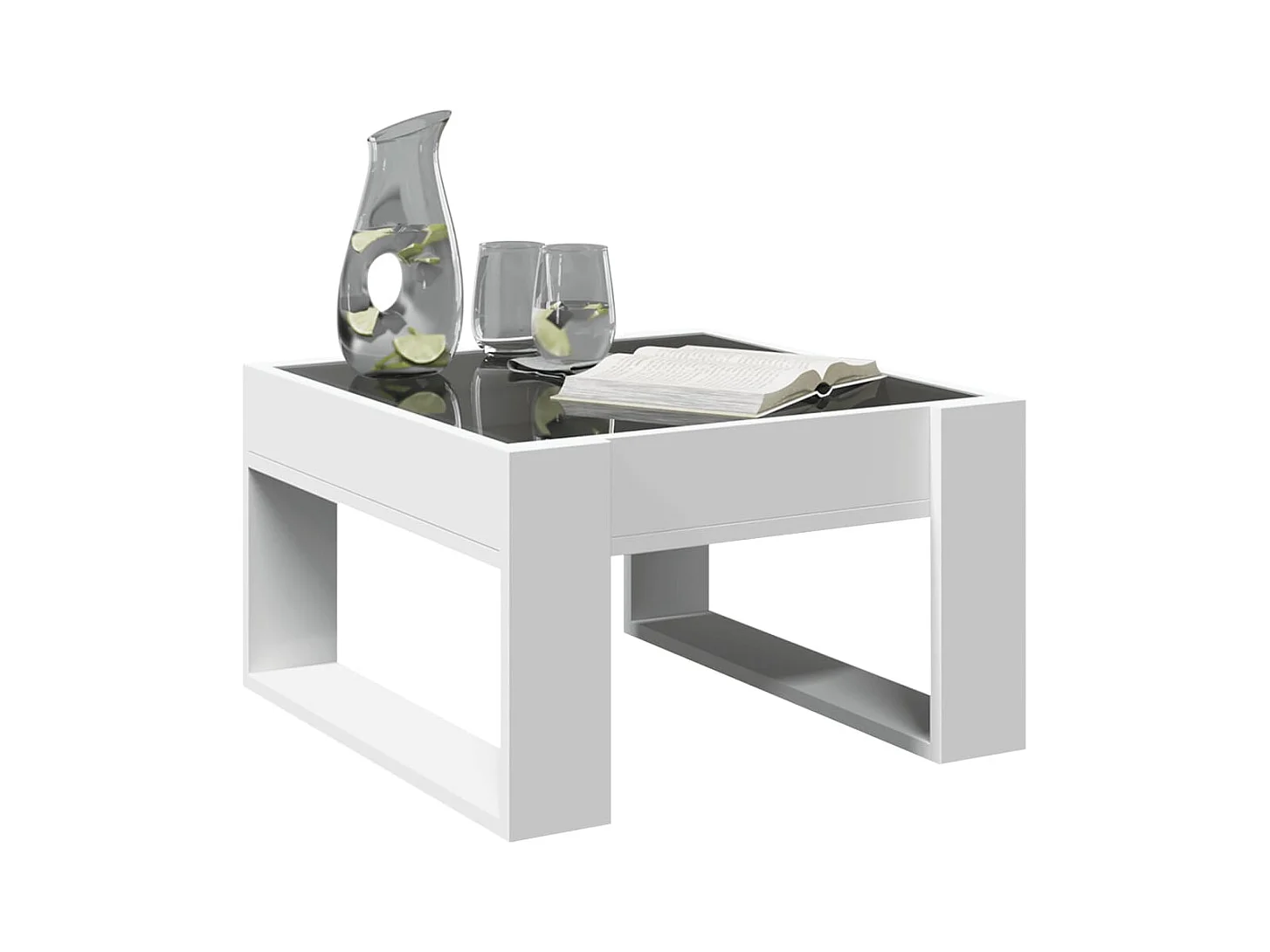 Table basse avec LED infini blanc 50x53x30 cm