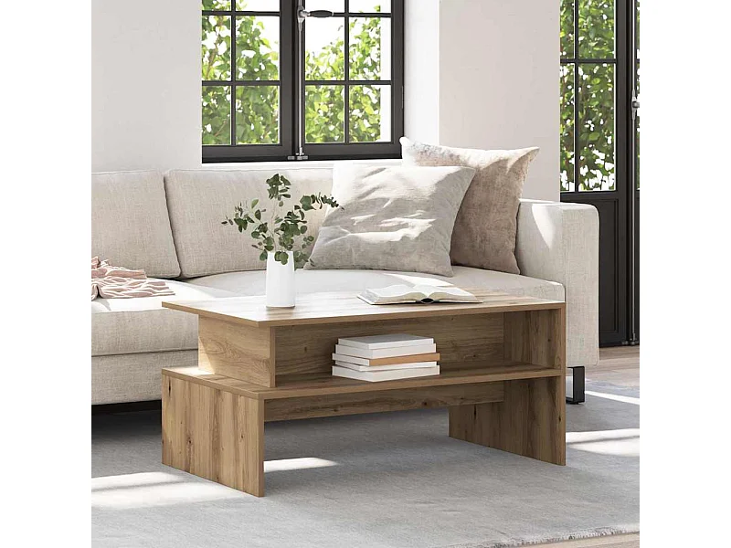 Tavolino da caffè in rovere fatto a mano 90 x 55 x 42,5 cm Legno ingegnerizzato