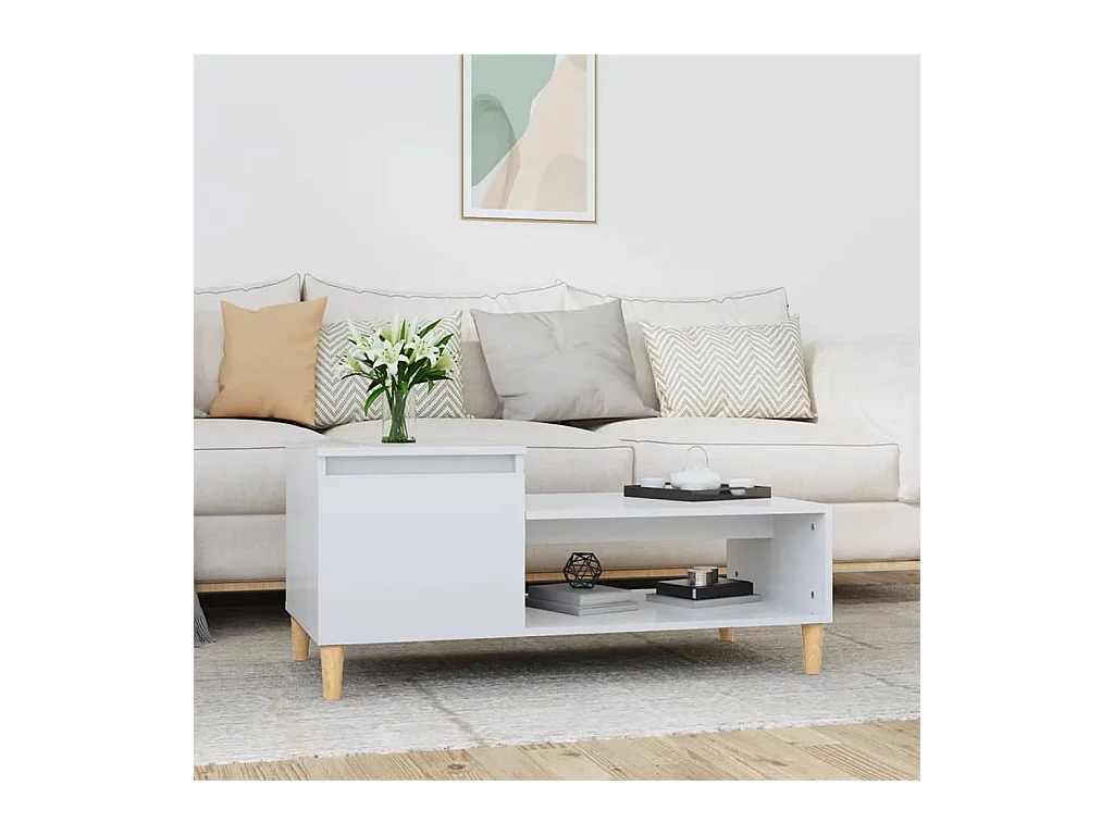Table basse Blanc brillant 100x50x45 cm Bois d'ingénierie