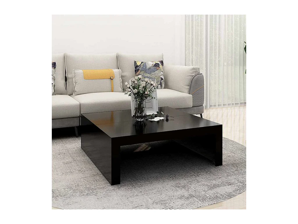 Table basse noir 100x100x35 cm bois d'ingénierie