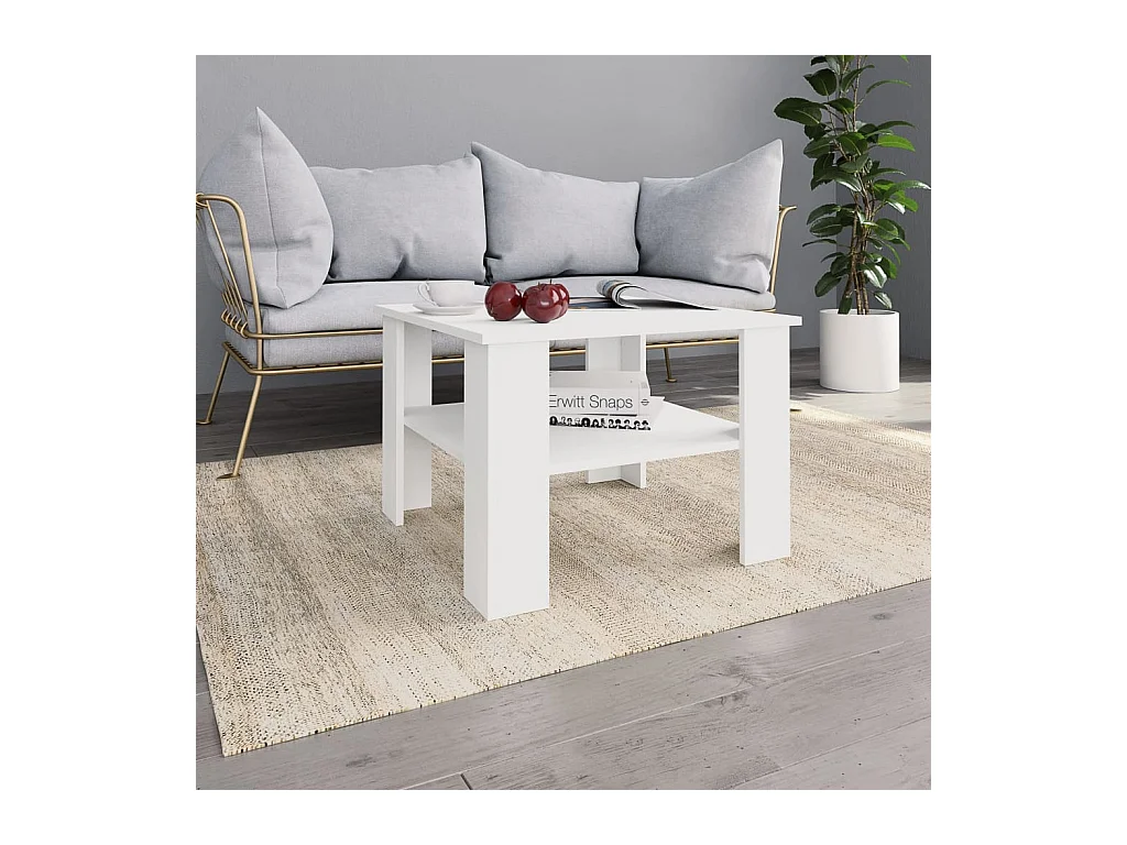 Table basse Blanc 60x60x42 cm Bois d’ingénierie