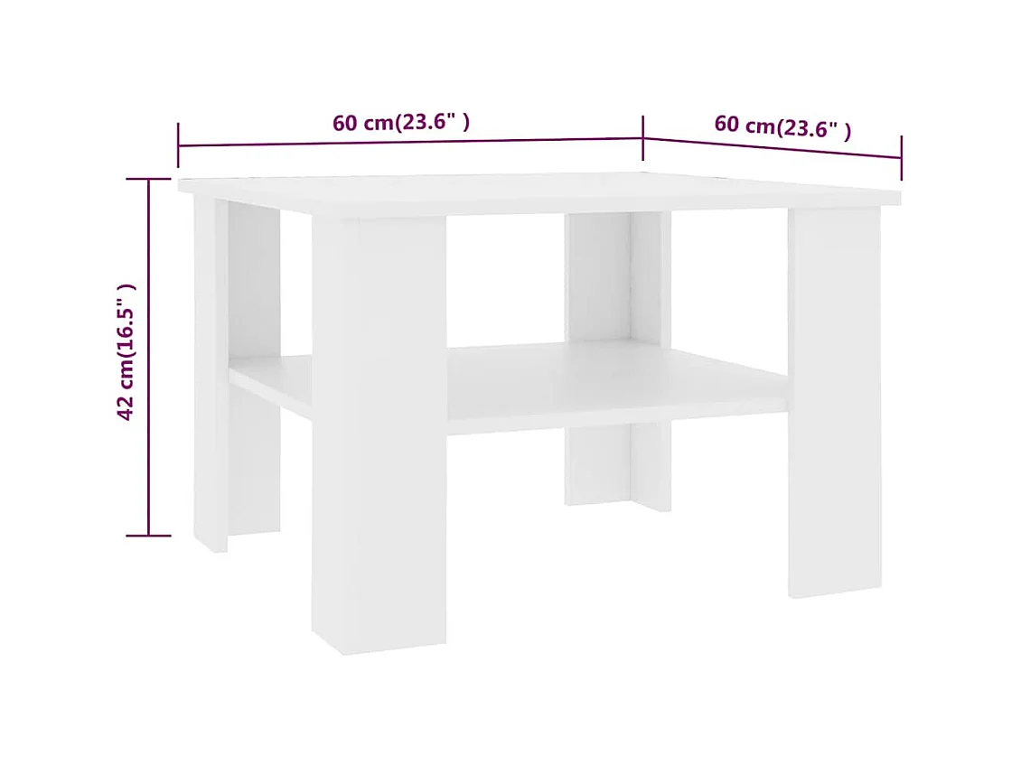 Table basse Blanc 60x60x42 cm Bois d’ingénierie