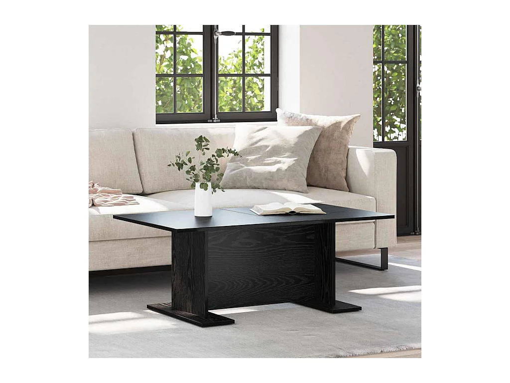 Zwarte eiken salontafel 103,5 x 60 x 40 cm bewerkt hout