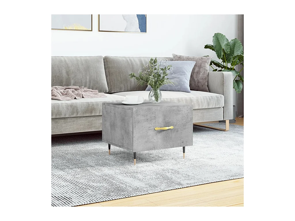 Tavolino da caffè grigio cemento 50x50x40 cm in legno ingegnerizzato