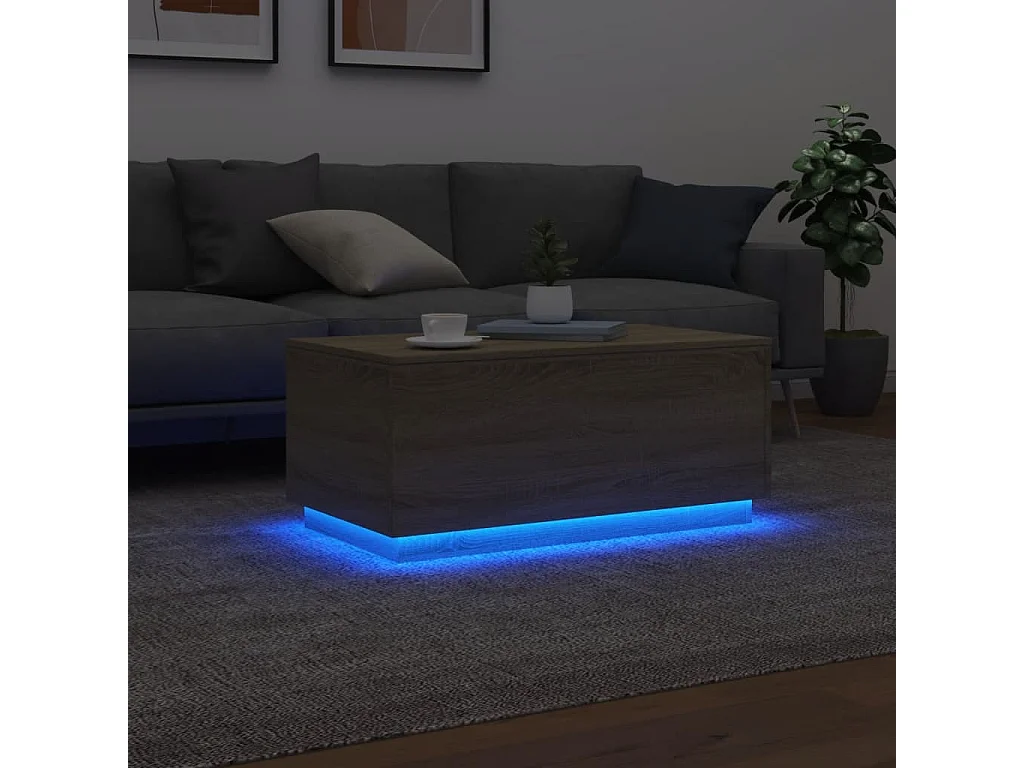 Tavolino con luci LED in rovere Sonoma 90x50x40 cm